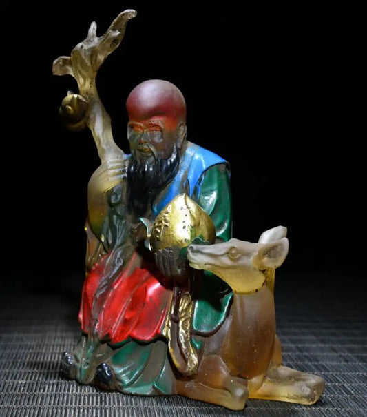 Archaize Coloured glaze longevity Buddha crafts statue
