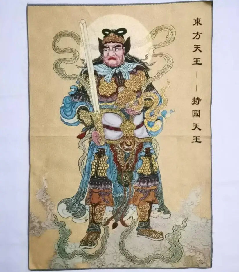 Archaize Heavenly King Buddha embroidery hanging Images crafts
