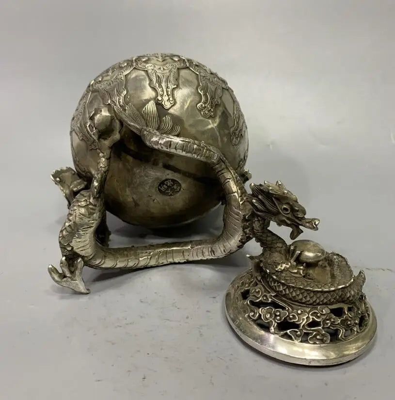 Archaize White copper dragon Incense burner crafts statue