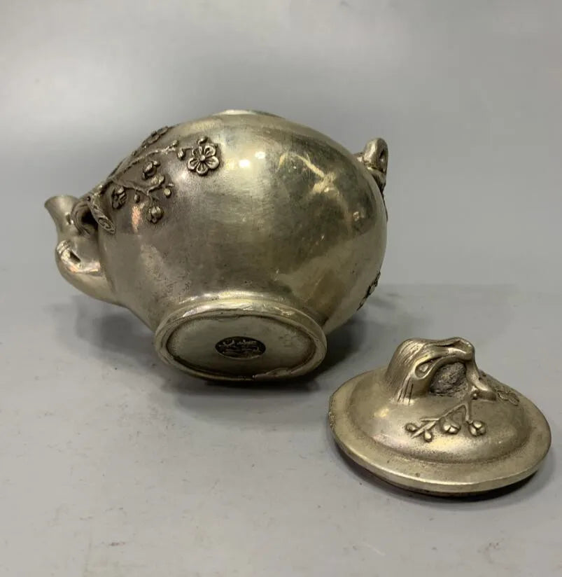 Archaize White copper plum blossom teapot crafts statue
