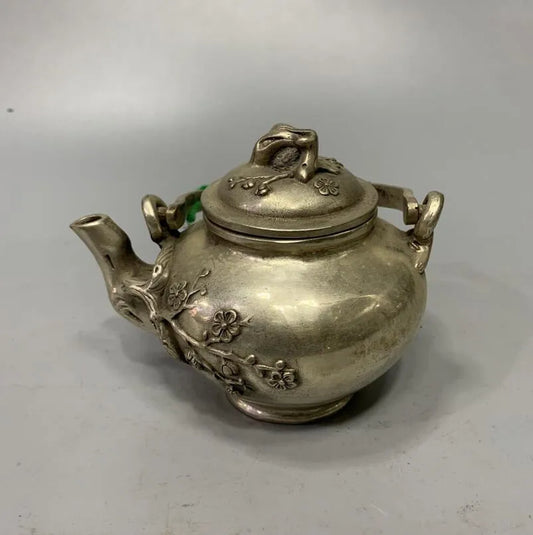 Archaize White copper plum blossom teapot crafts statue