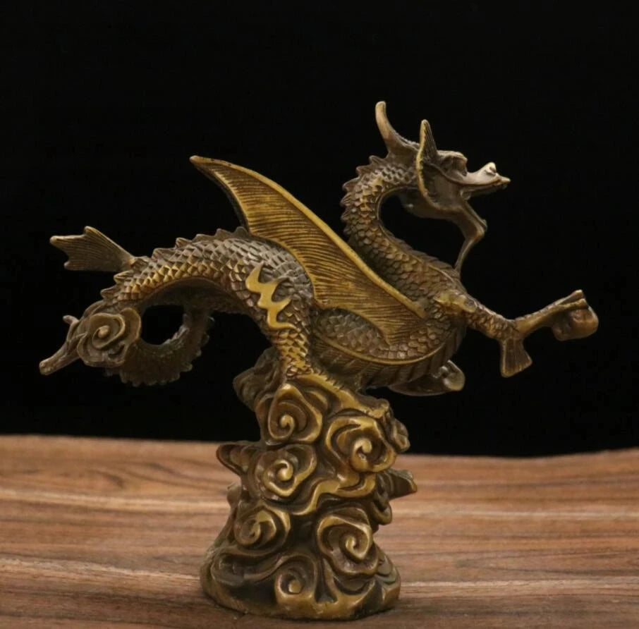 Archaize brass fly dragon household decoration crafts statue