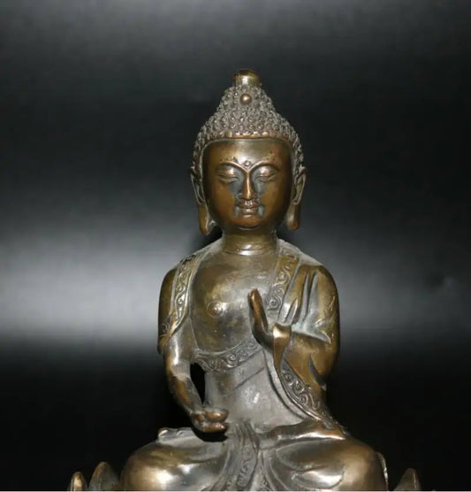 Archaize brass sit lotus Shakyamuni Buddha crafts statue