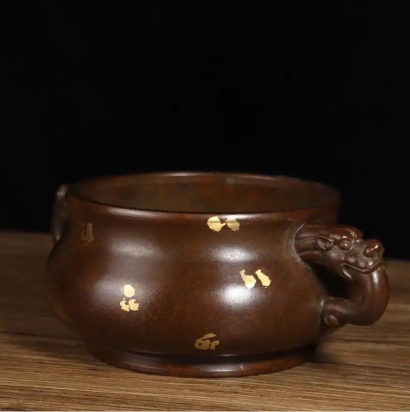 Archaize seiko brass double dragon ear Incense burner crafts statue