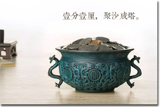 Asia High grade Luxury decorative art HOME SHOP JU BAO PEN brass Sculpture statue bring wealth money Business GOOD LUCK