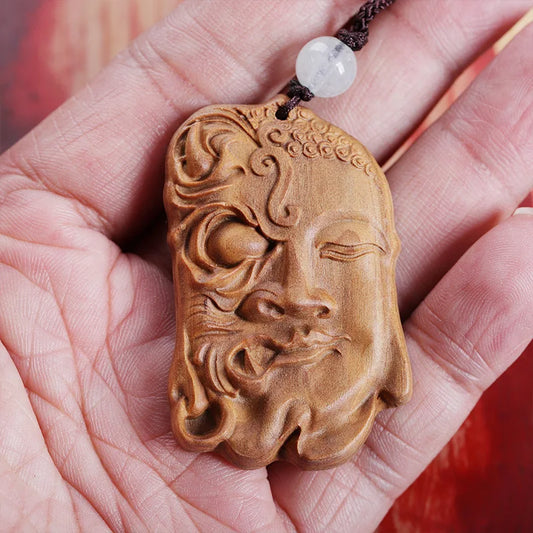 Australian Sandalwood 5CM Buddha Pendant Wood Statue Evil Kindness Sculpture Wood Carving Car Hanging Home Decor