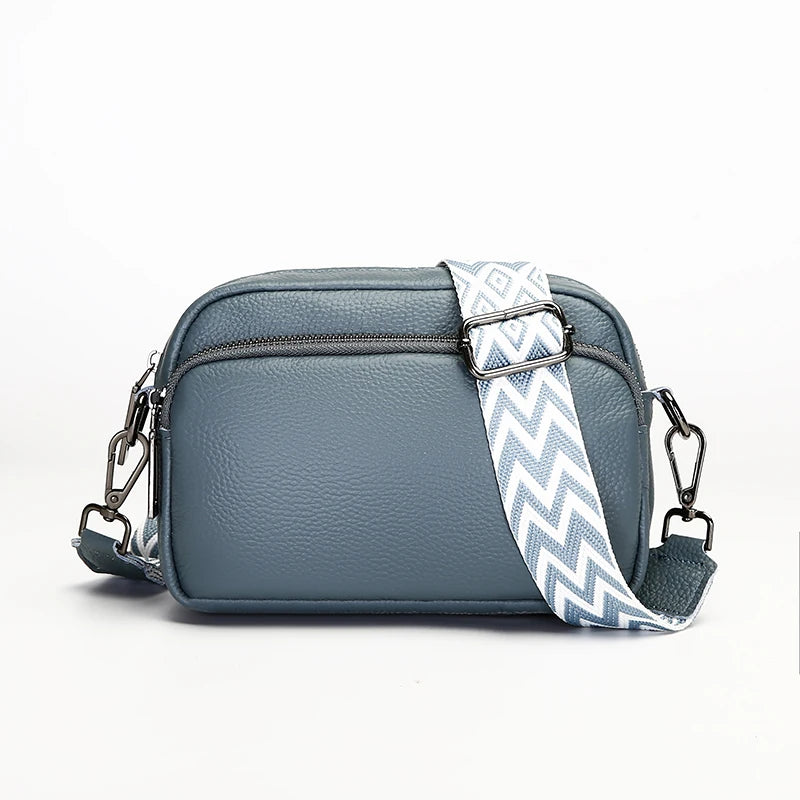 Authentic Genuine Leather High-Quality Luxury Bag With Wide Stripe Shoulder Strap Single Shoulder Crossbody Bag 2024 New Bolsa