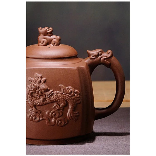 Authentic Yixing Purple Clay Tea Sets Handmade Dragon Teapot with Filter Tea Infuser Strainer Teacup Kettle Household Teaware
