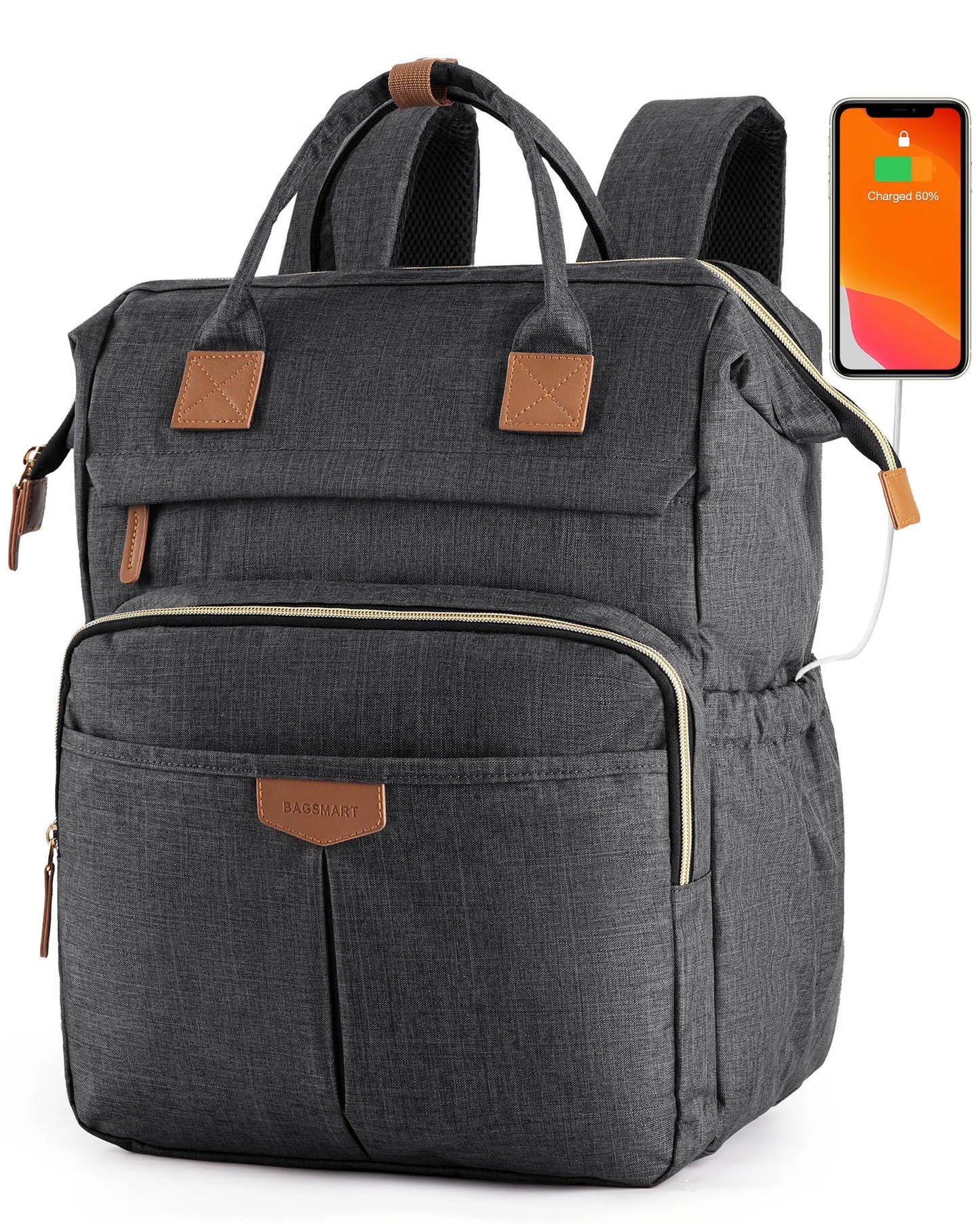 BAGSMART 30L Travel Backpack for Women Men 15.6'' Laptop Computer Backpack with Charging Port Hole for School Work Business