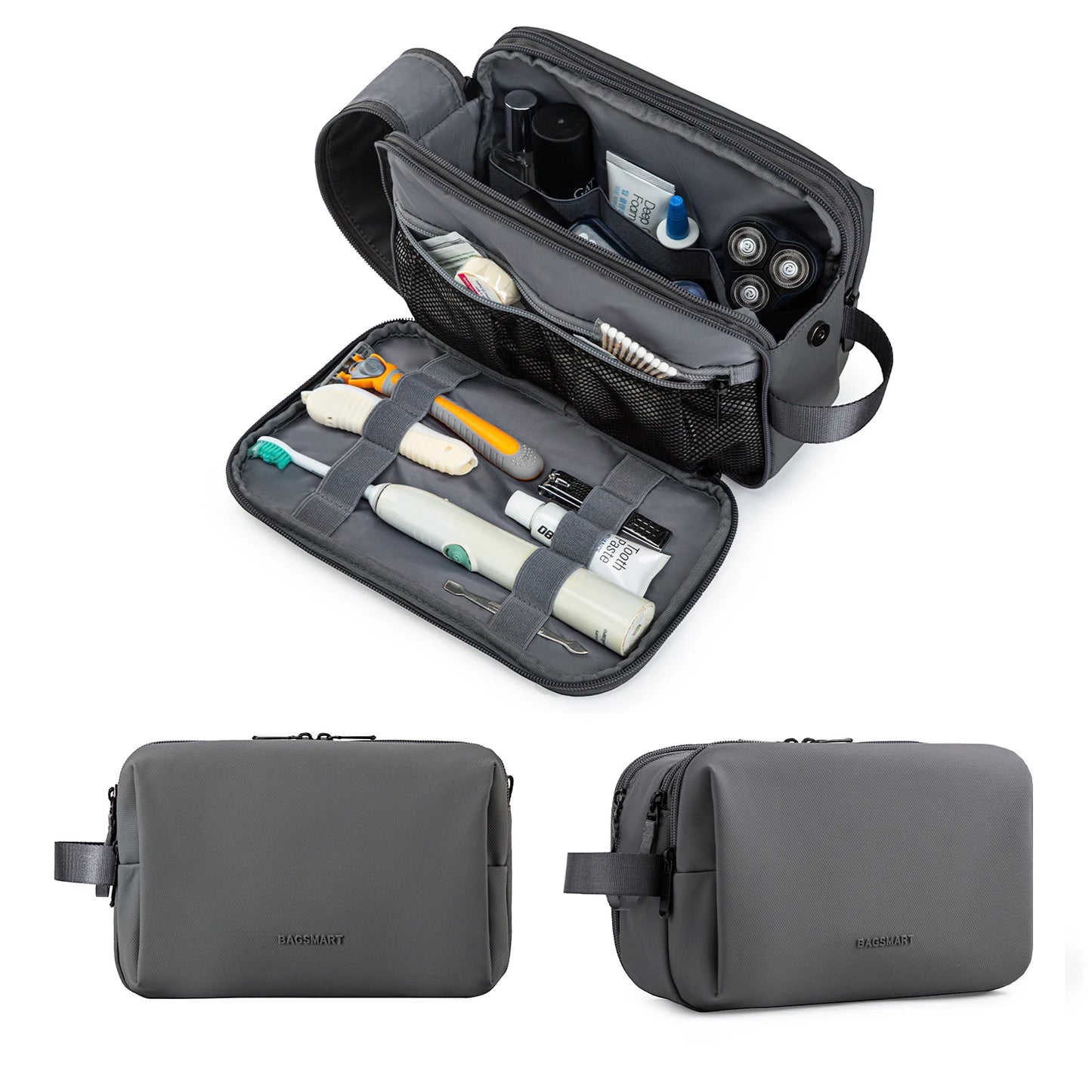 BAGSMART Travel Cosmetic Bag Functional Hanging Zipper Makeup Case Necessaries Organizer Storage Pouch Toiletry Make Up Wash Bag