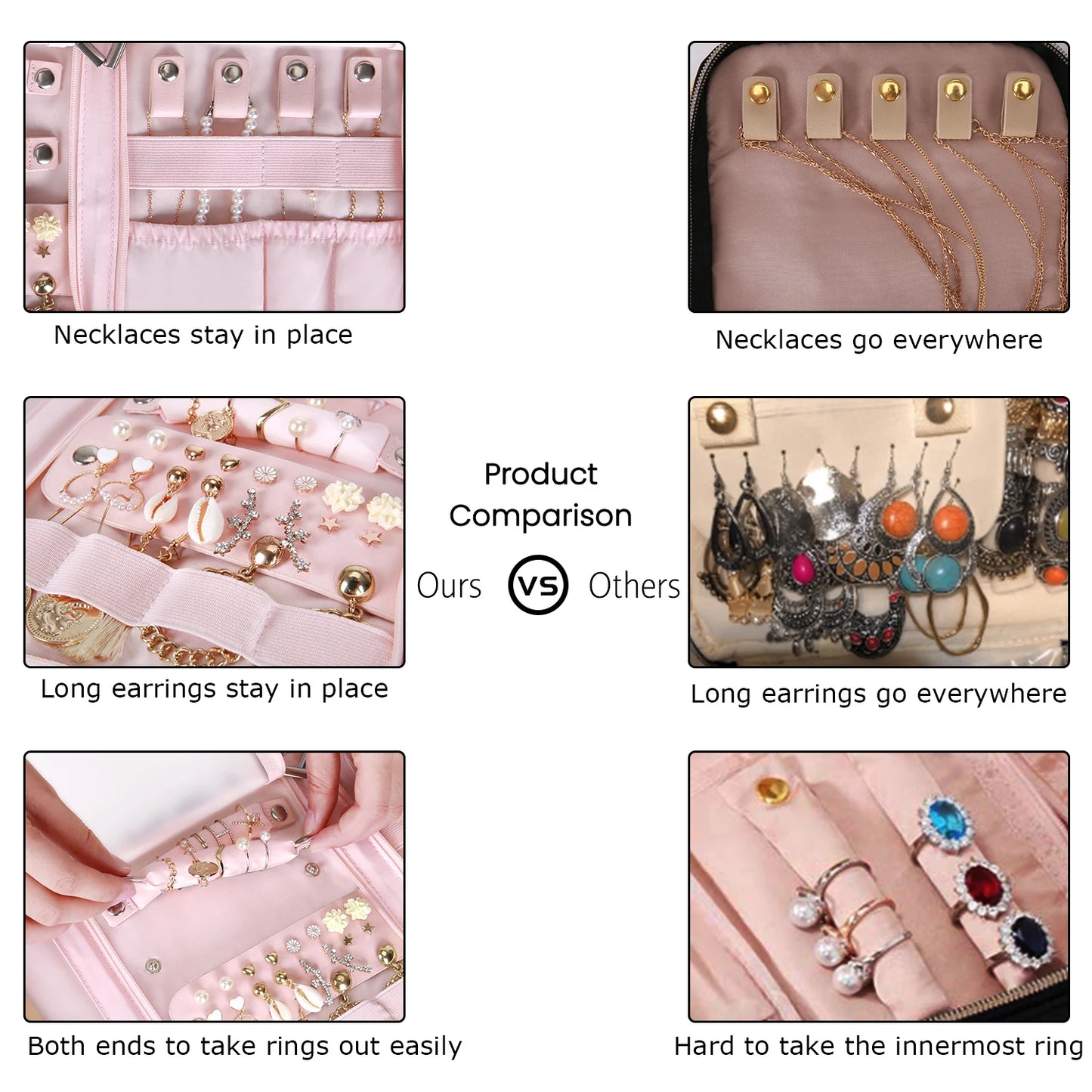 BAGSMART Women Jewelry Organizer Portable Foldable Roll Jewelry Travel Case Nylon Necklaces Watch Bracelets Earrings Holder
