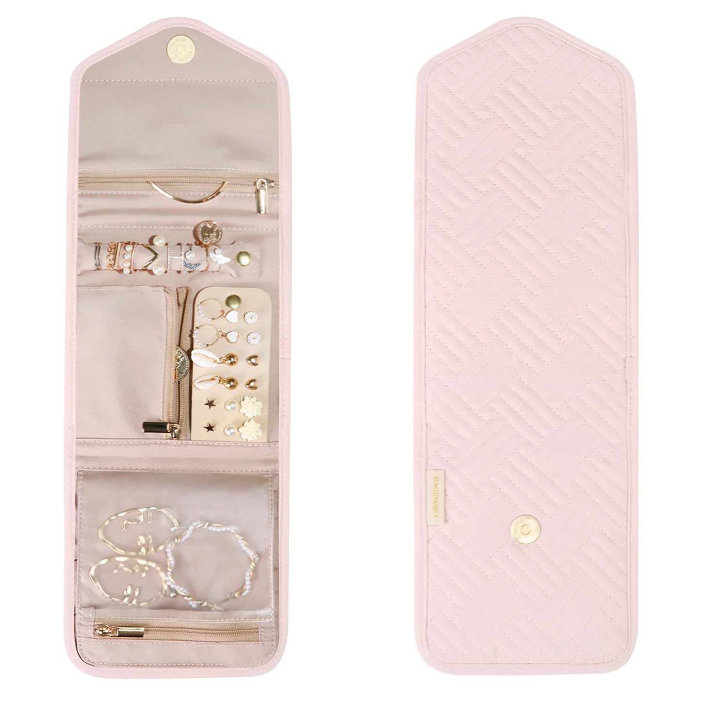 BAGSMART Women Travel Jewelry Organizer Case Foldable Jewelry Roll for Journey-Rings Necklaces Earrings Bracelets