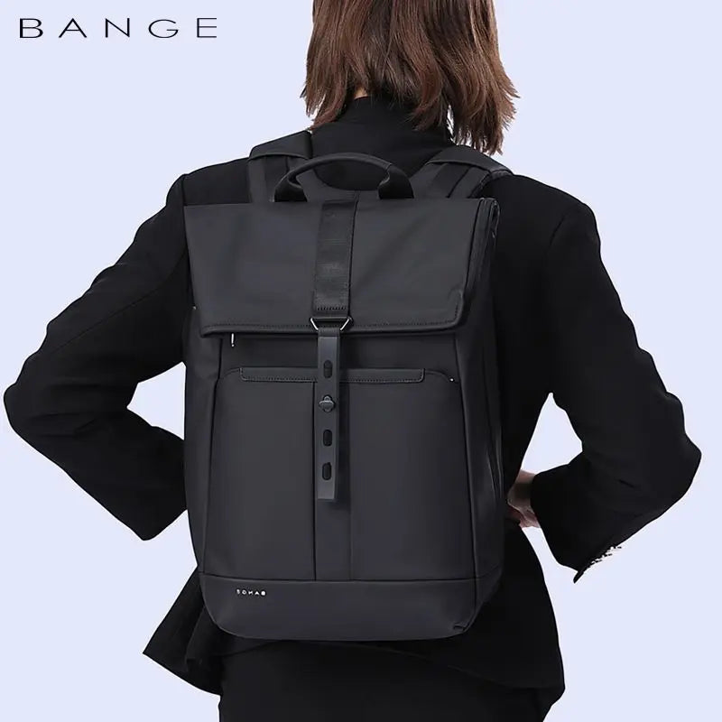 BANGE 15.6-inch laptop Men's business backpack waterproof multi compartment travel bag Black backpack suitable for men and women