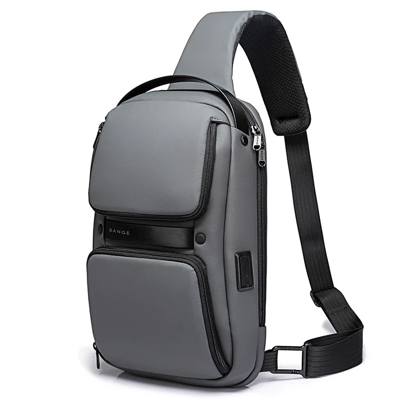 BANGE Brand Upgraded TPU Large Capacity Multifunctional Crossbody Men's Bag USB Shoulder Bag Waterproof Travel Chest Bag