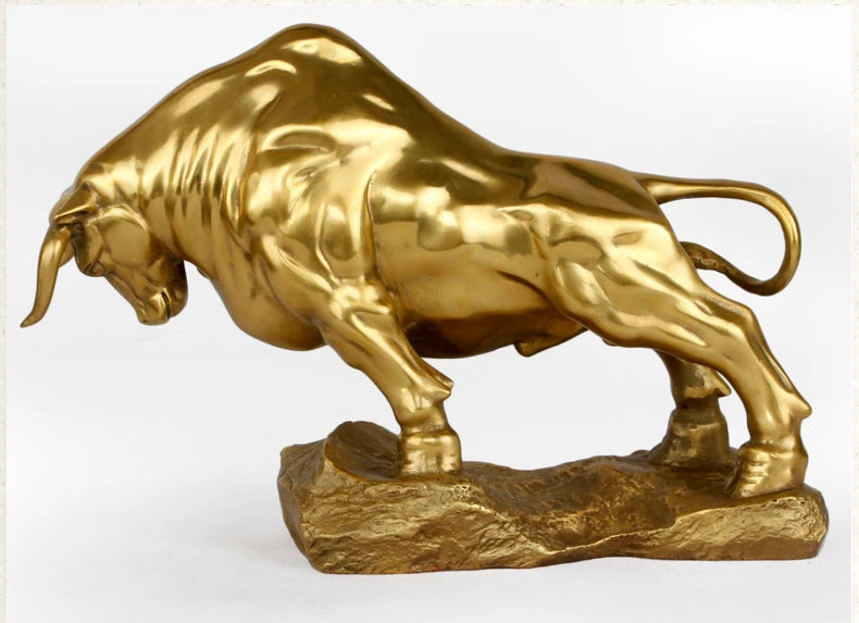 BEST Business gift - TOP COOL Home office fortune Mascot Money Drawing Charging Bull cattle Bronze art statue 31CM