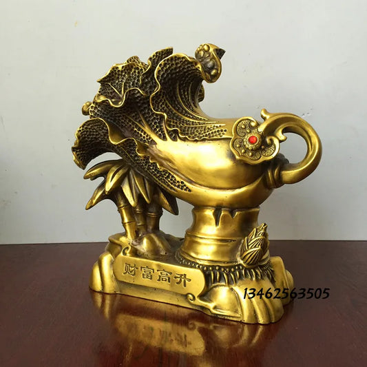 BEST Business gift - TOP COOL Home office fortune Mascot Money Drawing RUYI BAICAI FENG SHUI COPPER art statue