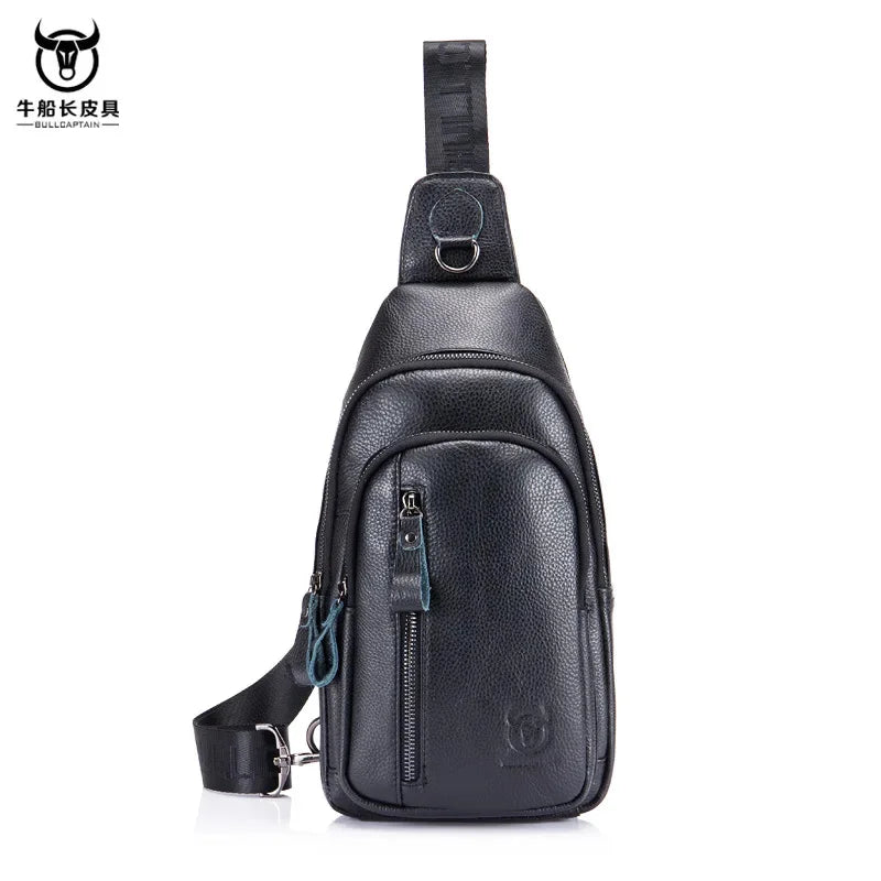 BULLCAPTAIN Men Genuine Leather Chest 100% Cowhide Fashion Multifunctional Crossbody s Casual Shoulder Messenger Bag Male