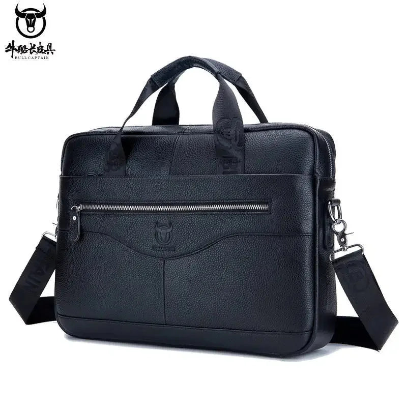 BULLCAPTAIN New Men's Genuine Leather Laptop Fashion Retro Cowhide Messenger /shoulder Bag Leisure Business Briefcase