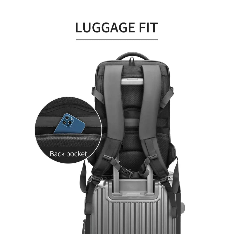 Backpack Man Business Expandable Large Capacity Laptop 17 in Black Bags for Travel Shcool Multifinonal with Usb Port Waterproof
