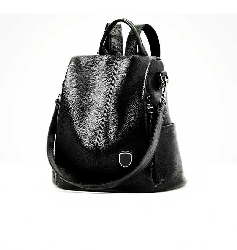 Backpack Women's Multi-functional Back Pack Casual Large Capacity Genuine Leather Shoulder Bags Solid All-match Travel Mochilas