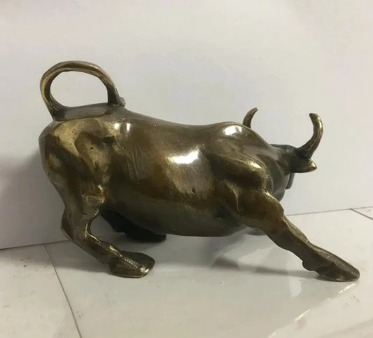 Beautiful And Mighty Wall Street Bull Bronze Statue Desk Furnishings, Exquisite Gifts 11.5cm