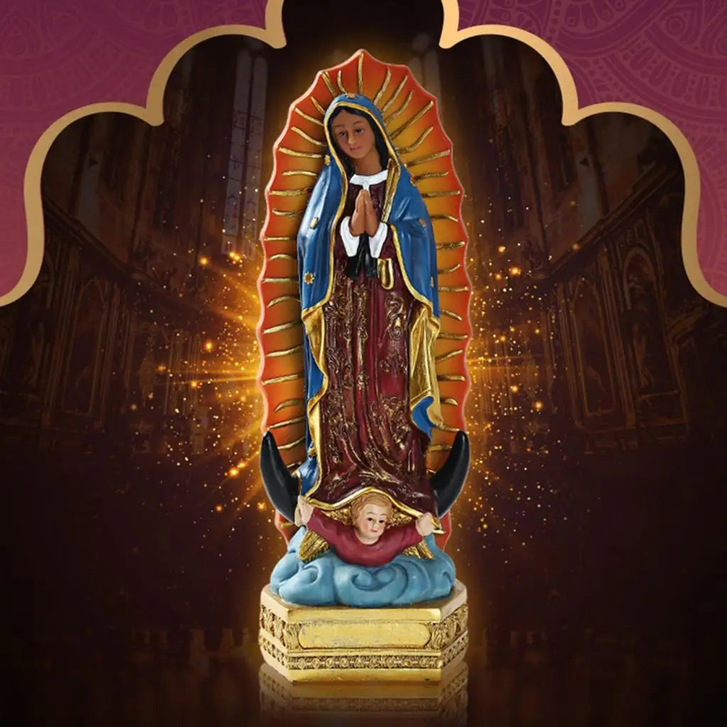 Beautiful Our Lady of Guadalupe Virgin Mary Statue Sculpture Resin Figurine Gift Xmas Display Decor Ornament