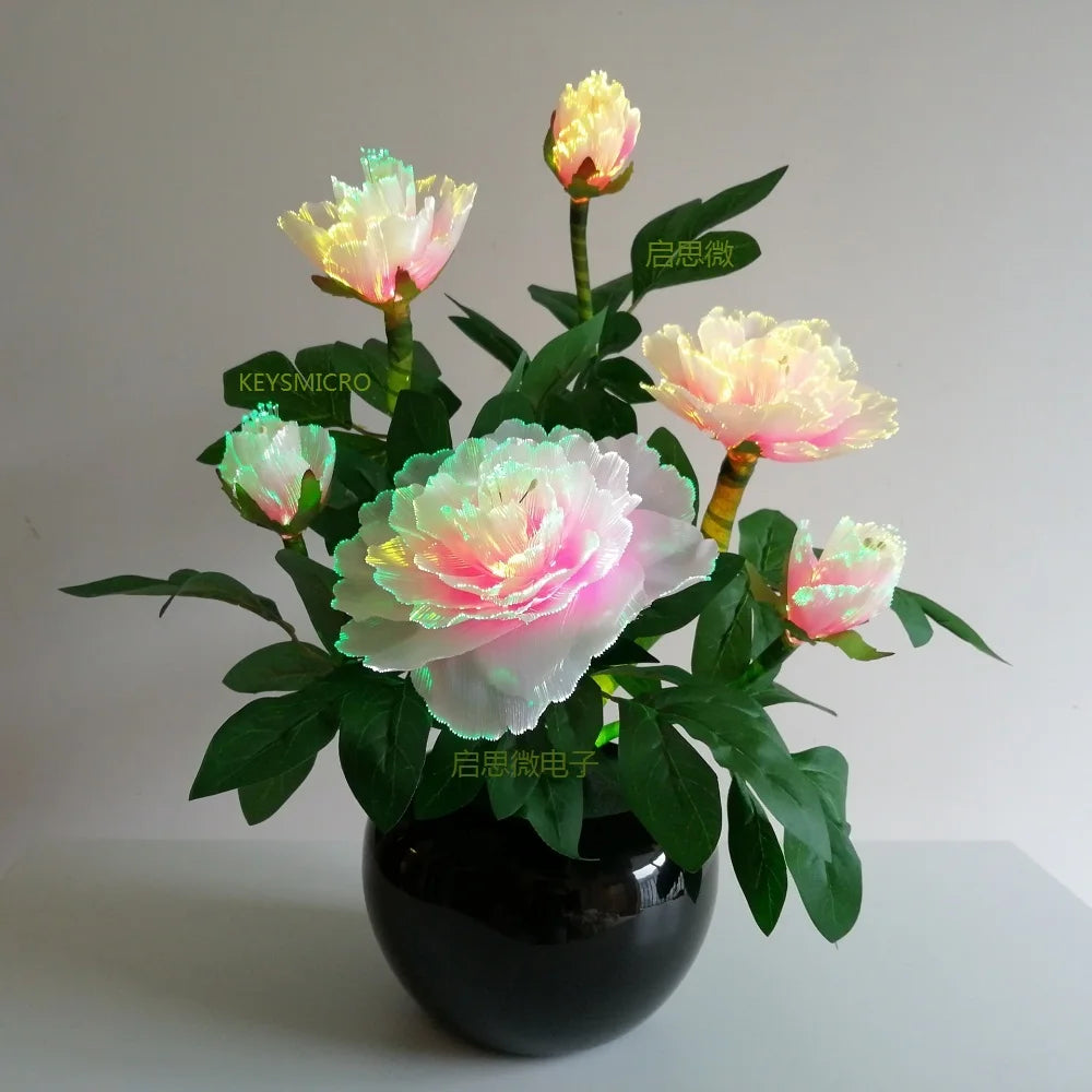 Beautiful Peony Artificial Led colourful Flowers Small bouquet flores Home Party Spring Wedding Decoration Mariage Fake Flower
