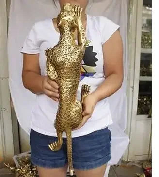 Besar 30Cm-35Cm Kuningan Mengumpulkan Leopard Panther Cheetah Menjalankan Patung Dekorasi Kuningan Pabrik Outlet Fidget Spinner