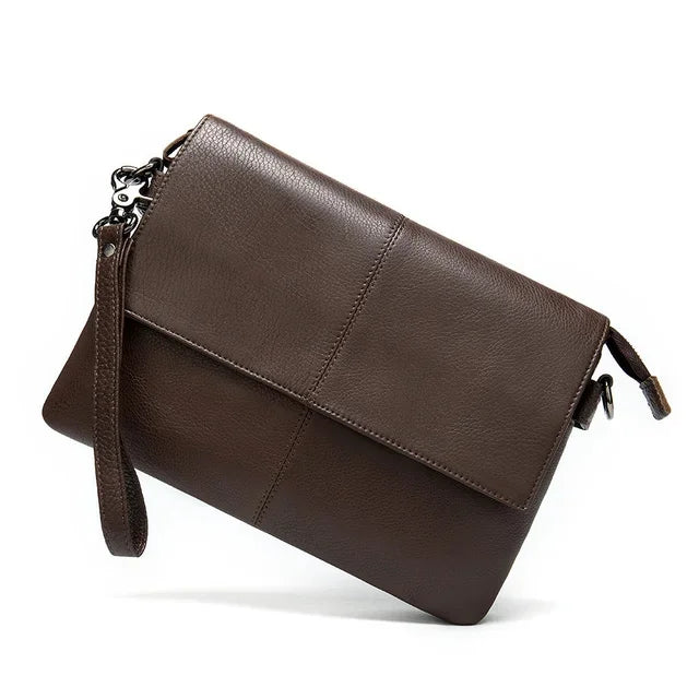 Big Black Cluth Purse With Shoulder Strap Genuine Leather Clutch Bag Storeage Washing Bags For Men Travel Zipper Clutches Male