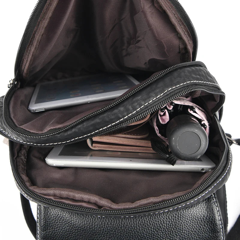 Black Large Capacity SchoolBag For Teenager Girl's Multifunction Casual Women's Designer Backpacks Fashion PU Leather Backpack