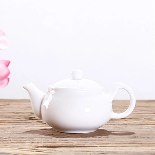 Bone China Handmade Ruyi Pot, Ceramic Black Tea Maker, White Porcelain Household Filter Flower Tea Teapot