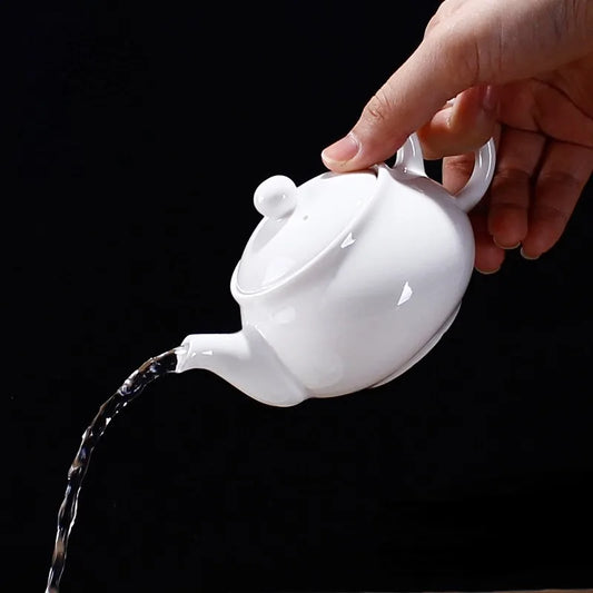 Bone China Handmade Ruyi Pot Ceramic Black Tea Tea Maker White Porcelain Household Filter Flower Tea Teapot 150ml