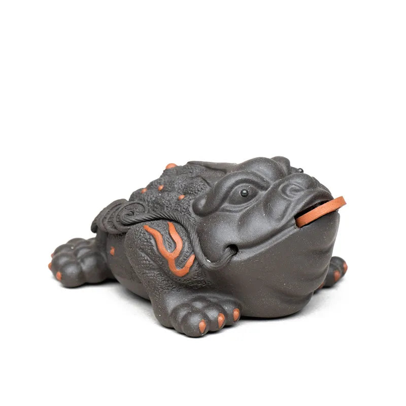Boutique Purple Clay Tea pet Lucky Golden Toad Statue Tea Figurine Ornaments Handmade Crafts Tea Set Decoration Accessories