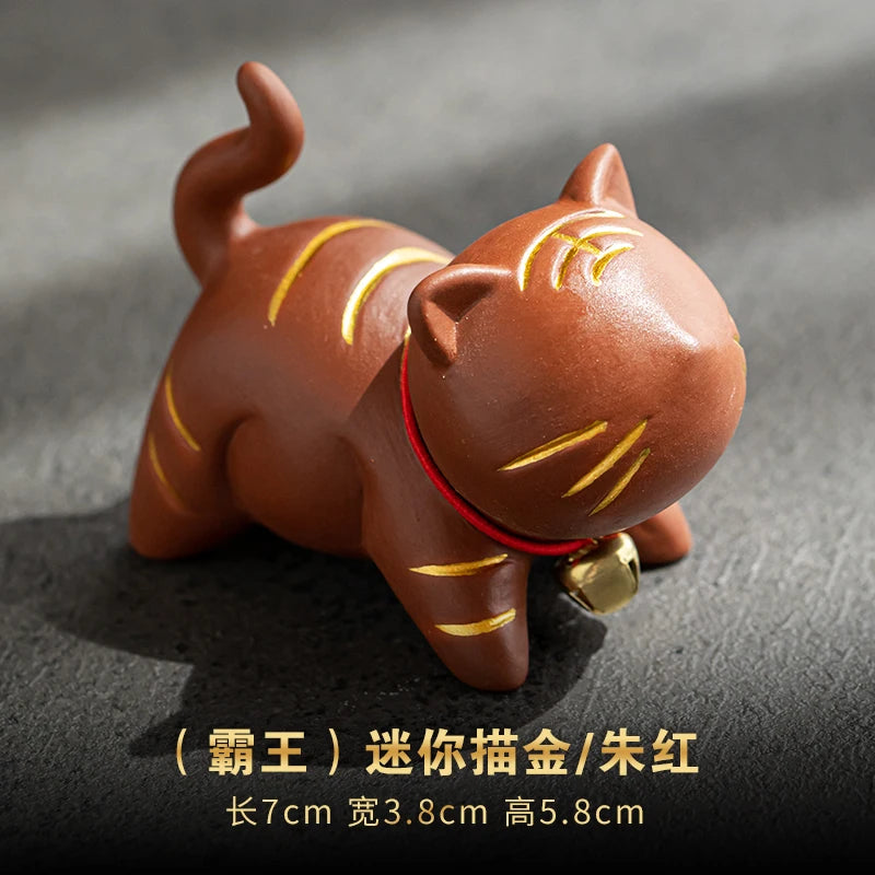 Boutique Trinkets Zen Cat and Tiger Tea Pet Creativity Art Decorations Purple Sand Tea Table Teaware Kitchen Dining Bar Home