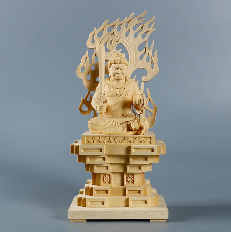 Boxwood Carving Cypress Wood Statue Feng Shui Decoration Wood To Worship The Statue Ming Wang Sculpture Home Decor