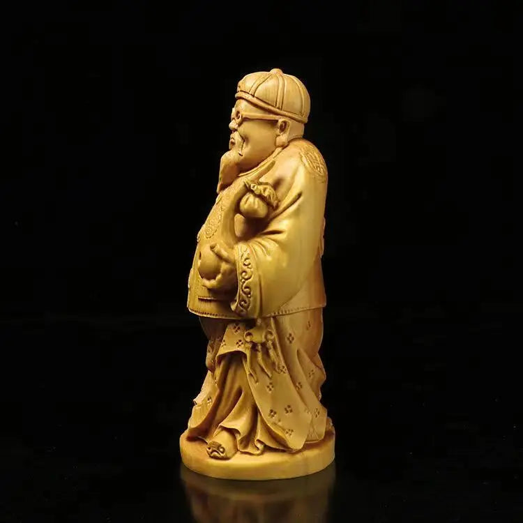 Boxwood Carving God of Fortune Master Hand Objects Home Fortune-making Living Room Small Ornaments