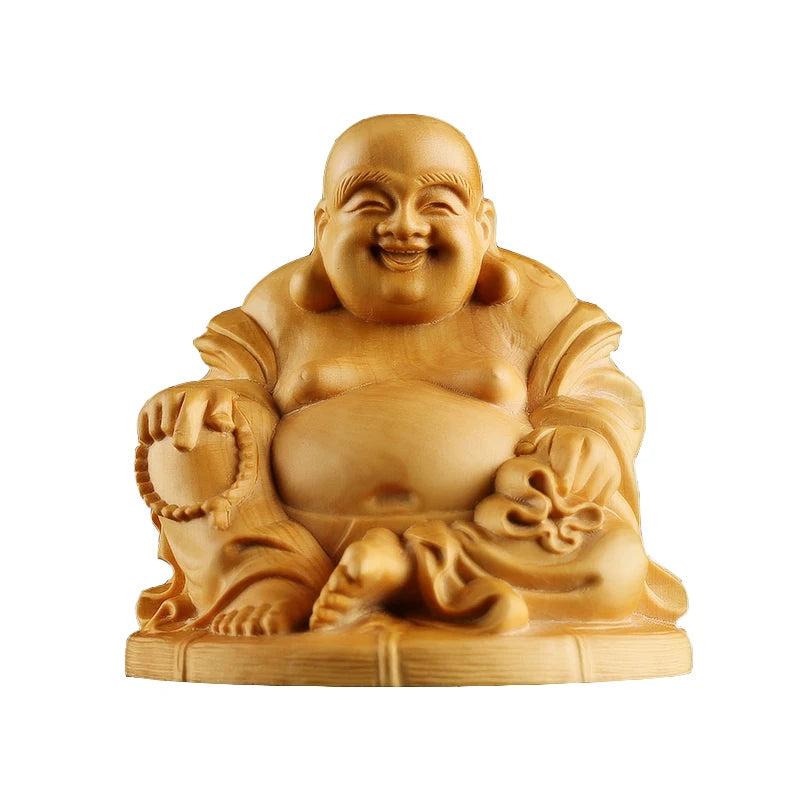 Boxwood Real Wood 8cm Chinese traditional mythological craft carving Home Decor furniture jewelry Maitreya Buddha