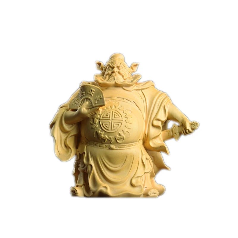 Boxwood Real Wood Wood Sculpture Feng Shui Home Décor Traditional Chinese Figure Statue Myth Wood Statue Lucky Collection Rich C