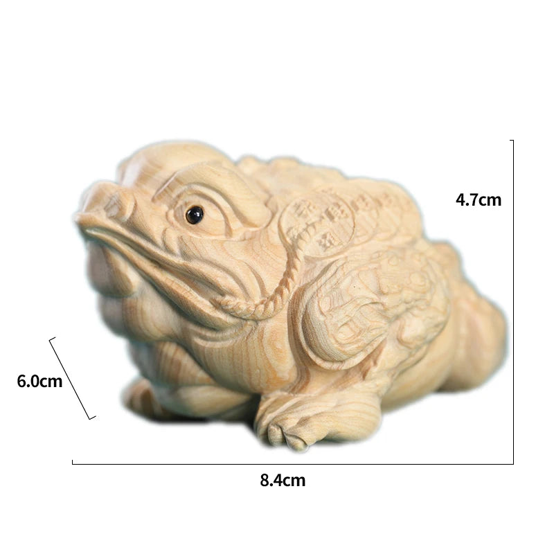 Boxwood Wood Statue Real Wood Three-legged toad Bag Pendant Animal Sculpture Collection Feng Shui Wood Sculpture Collection Luck