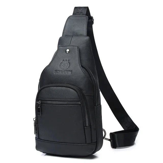 Brand 100% Genuine Leather Chest Messenger Bag Fashion Men's Cross Large Capacity Business shoulder bag
