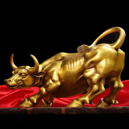 Brass Bull Wall Cattle Sculpture Copper Cow Statue Mascot Ornament Office Decoration Exquisite Crafts Gift