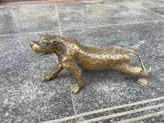 Brass standing leopard statue