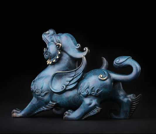 Bring in wealth and treasure #GOOD office home Money Drawing Talisman -TOP Retro dragon PI XIU FENG SHUI Brass statue