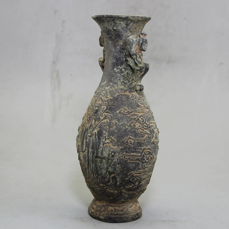 Bronze Collection Vase Carved Guanyin Bodhisattva Decoration Zhenzhai Decoration