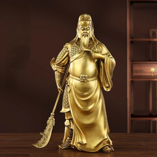 Bronze Copper Guan Gong Statue God of Wealth Statue Guan Yu Bronze Home Living Room Statue Sculptures