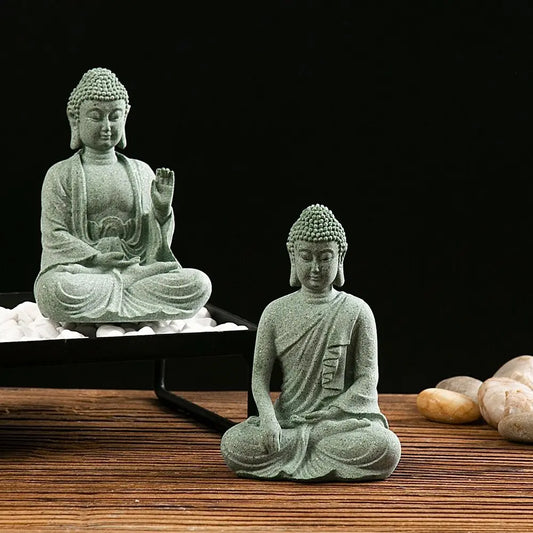 Buddha Figurine Sand Stone Moulding Statue Sculptures Ornament For Home Garden Decor Bonsai Aquarium Landscaping Room Decoration