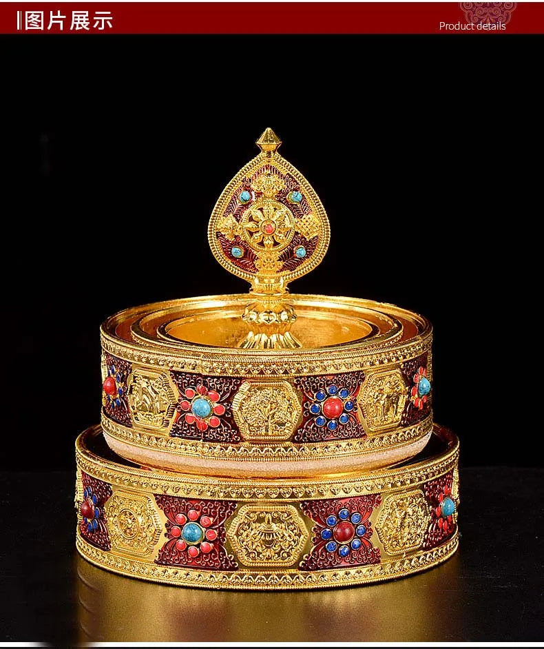Buddhism High-grade brass Buddhist worship implement HOME family effective protection Nepal Auspicious Symbol gemstone mandala