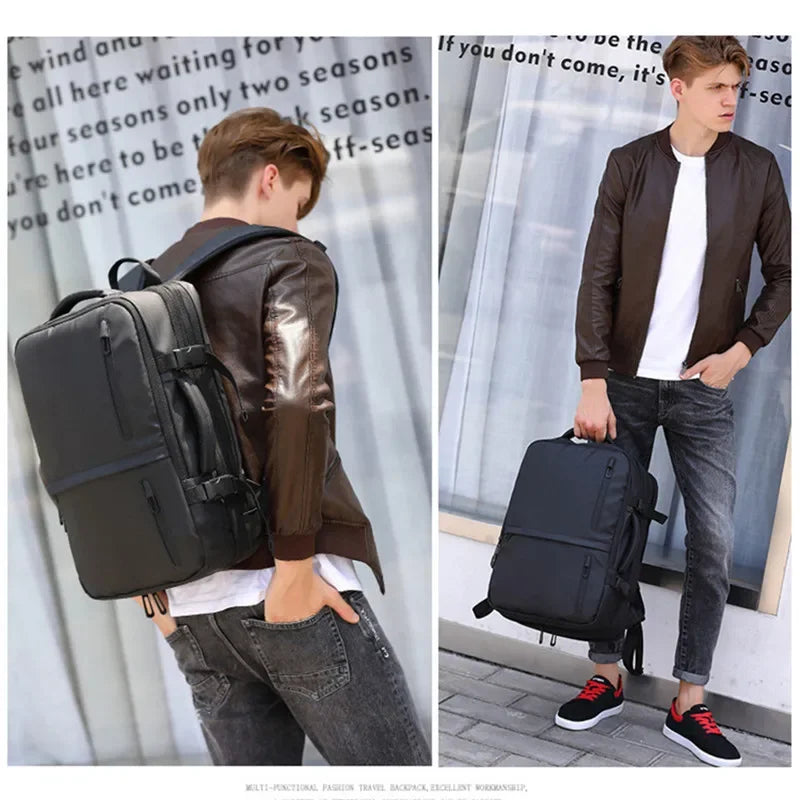 Business Backpack Fashion Mens USB Charging Multifunction Travel 15.6in Laptop Male Backpacks Large Capacity Expansion Black Bag