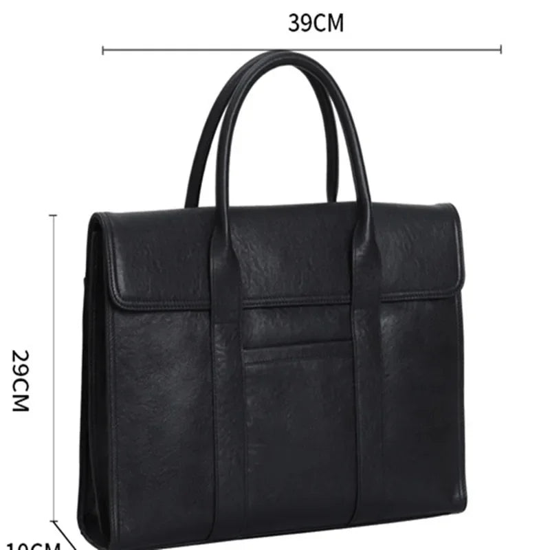 Business Genuine Leather Men Briefcases High Quality Cowhide Handbag Large Capacity Shoulder Messenger 15.6 "Inch Laptop Bag