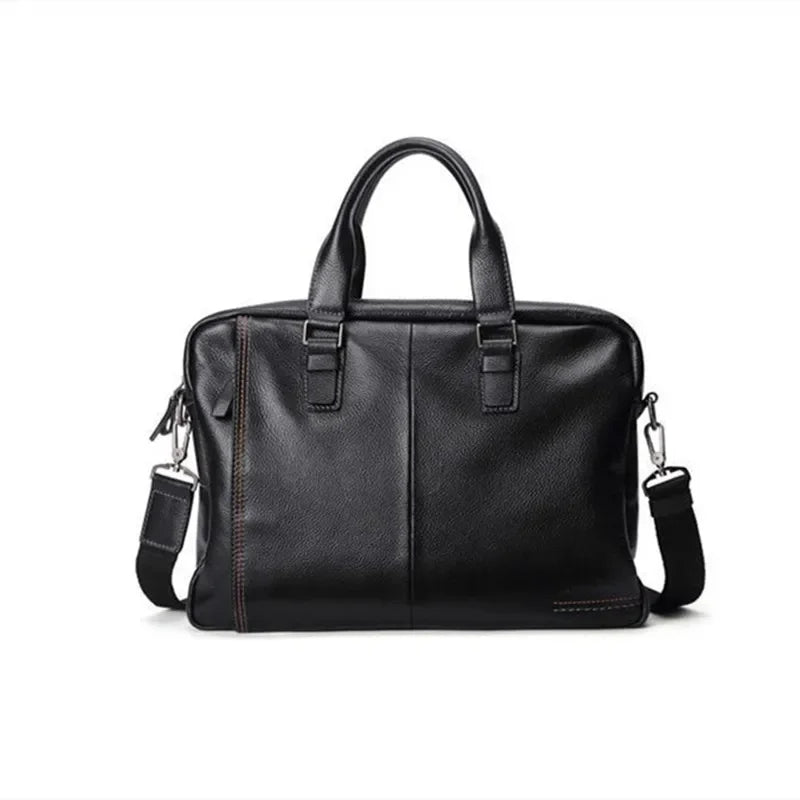 Business Genuine Leather Men's Briefcase Large Capacity Handbag Office Male Shoulder Messenger 15.6 "Inch Laptop Bag